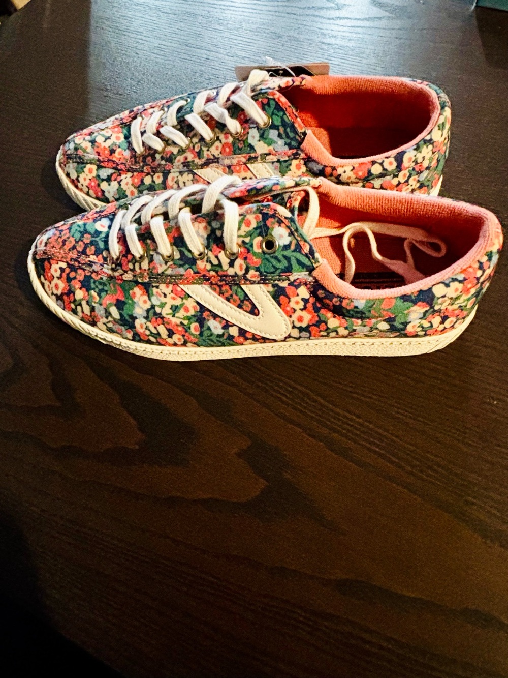 Tretorn Floral Canvas Nylite Sneakers in Blue, Coral & White